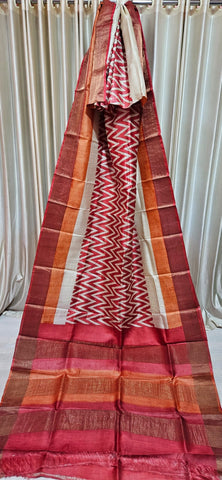 Pure tussar silk print saree