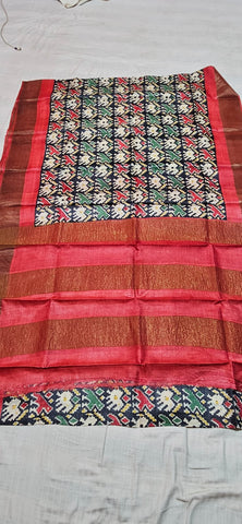 Pure tussar silk print saree