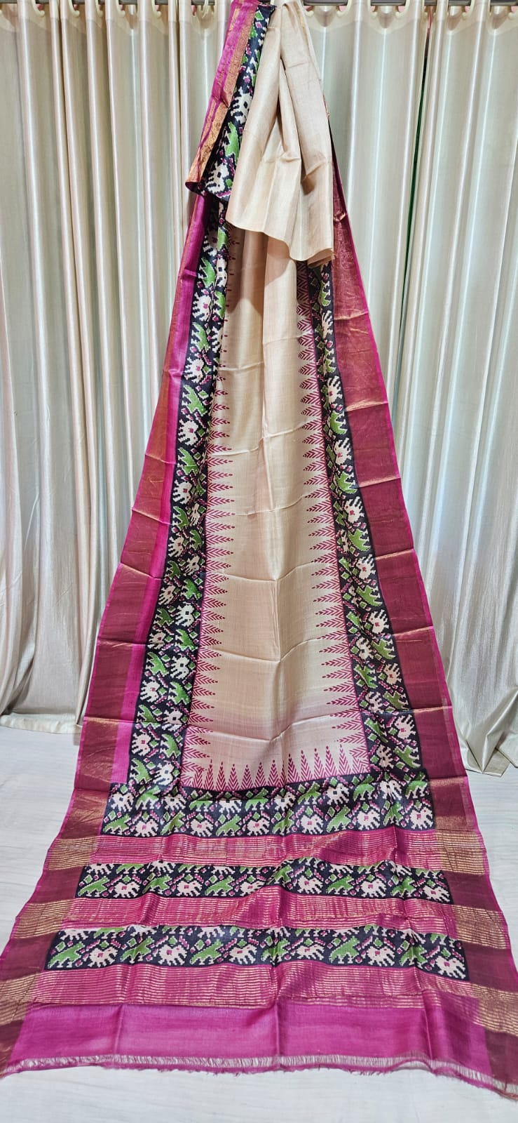 Pure tussar silk print saree