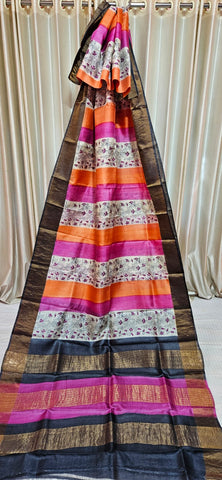 Pure tussar silk print saree