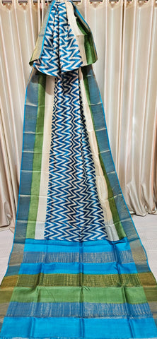 Pure tussar silk print saree