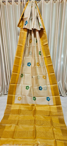 Pure tussar silk print saree