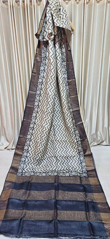 Pure tussar silk print saree