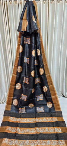 Pure tussar silk print saree