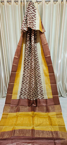 Pure tussar silk print saree