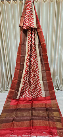 Pure tussar silk print saree