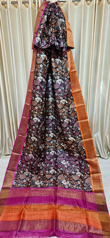 Pure tussar silk print saree