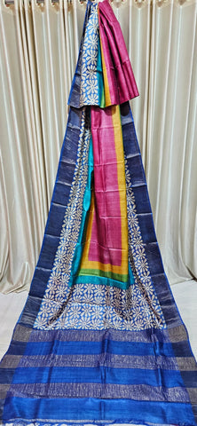 Pure tussar silk printed saree