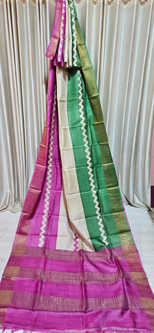 Pure tussar silk printed saree