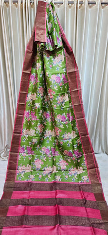 Pure tussar silk print saree