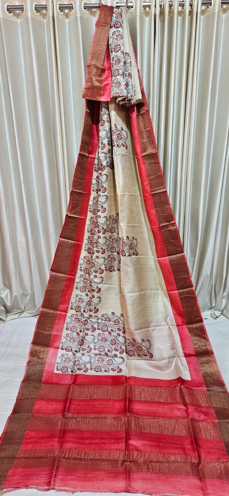 Pure tussar silk print saree