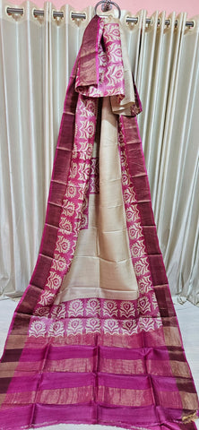 Pure tussar silk print saree