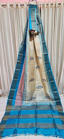 Pure tussar silk print saree