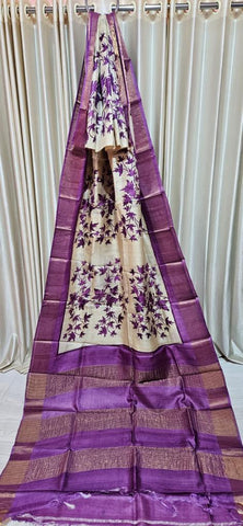 Pure tussar silk print saree