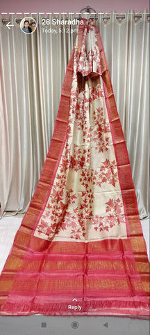 Pure tussar silk print saree