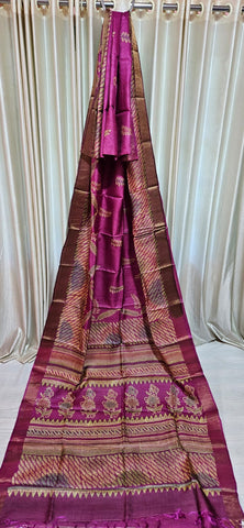 Pure tussar silk print saree