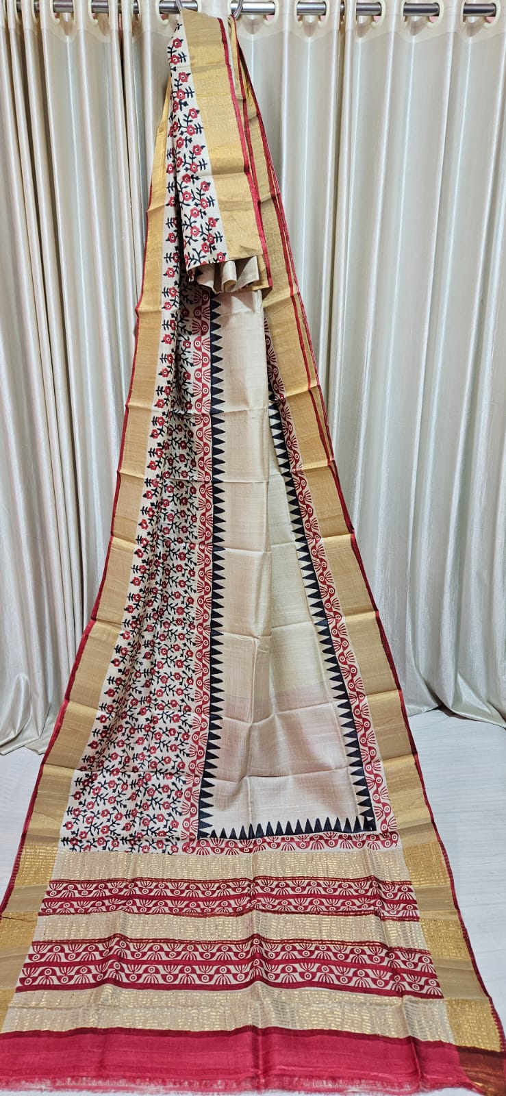 Pure tussar silk print saree