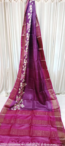 Pure tussar print silk saree