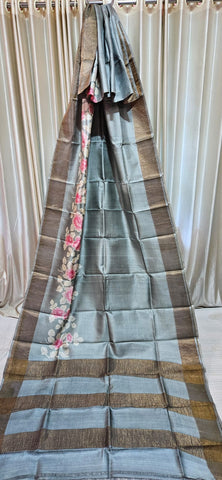 Pure tussar print silk saree