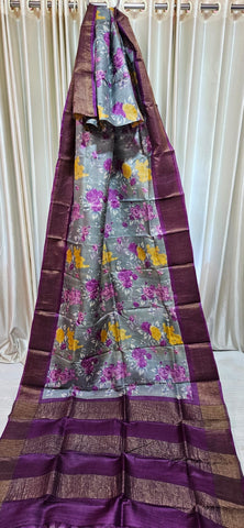 Pure tussar print silk saree