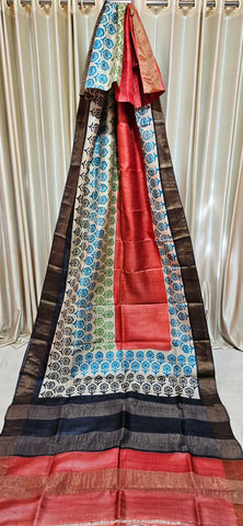 Pure tussar silk print saree