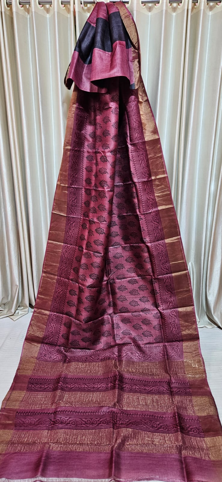 Pure tussar silk print saree