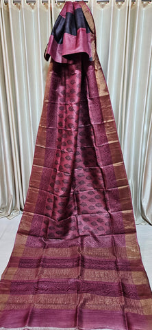 Pure tussar silk print saree