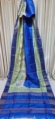 Pure tussar silk print saree