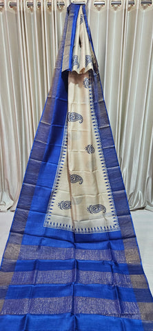 Pure tussar silk print saree