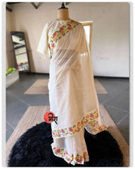 SEMI ORGANZA BEAUTIFUL VISCOSE EMBROIDERY SAREE