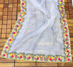 SEMI ORGANZA BEAUTIFUL VISCOSE EMBROIDERY SAREE