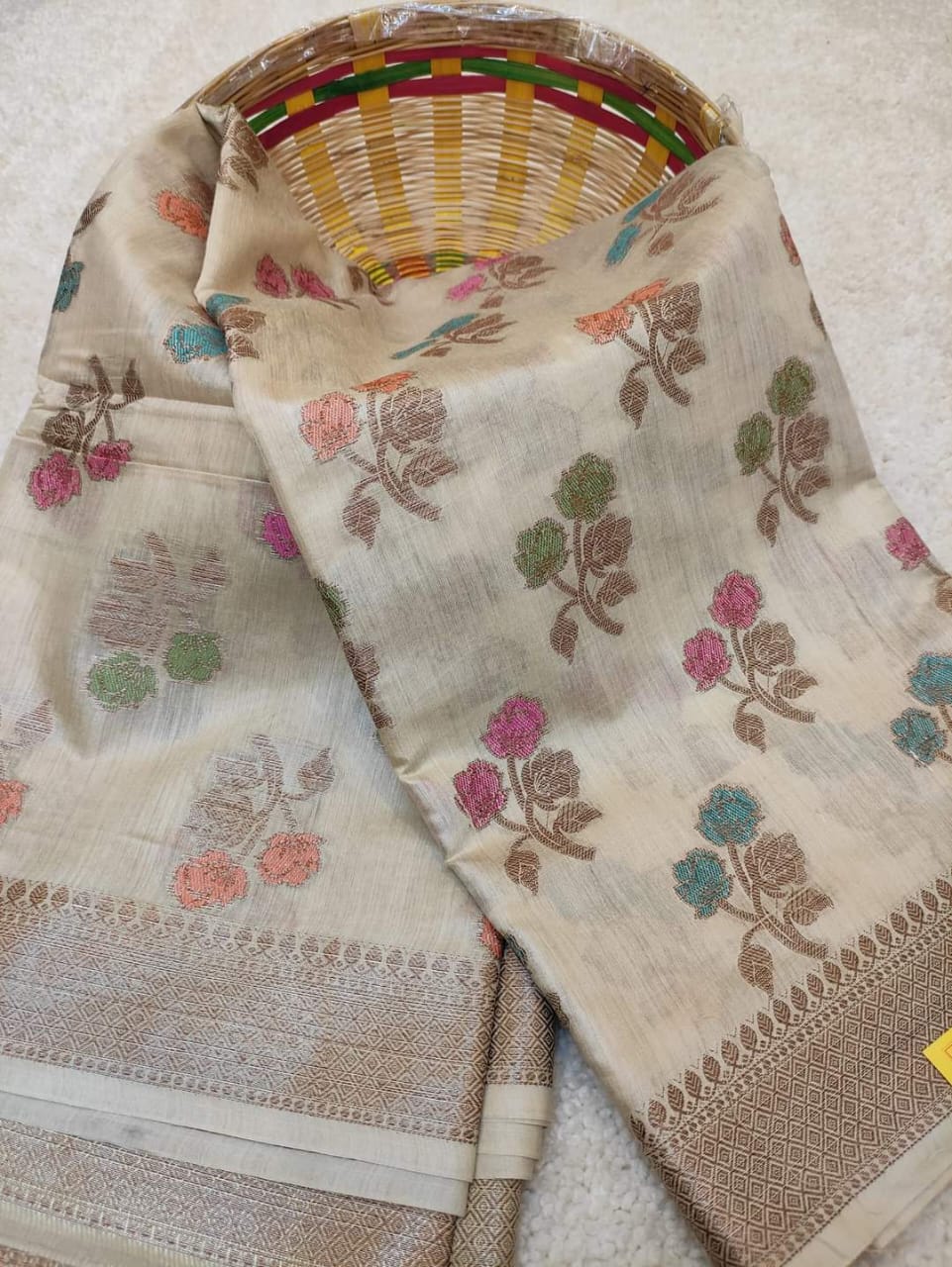Pure Kota staple silk saree with beautiful meenakari design