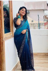 Havy Soft Georgette Mirror Work Saree