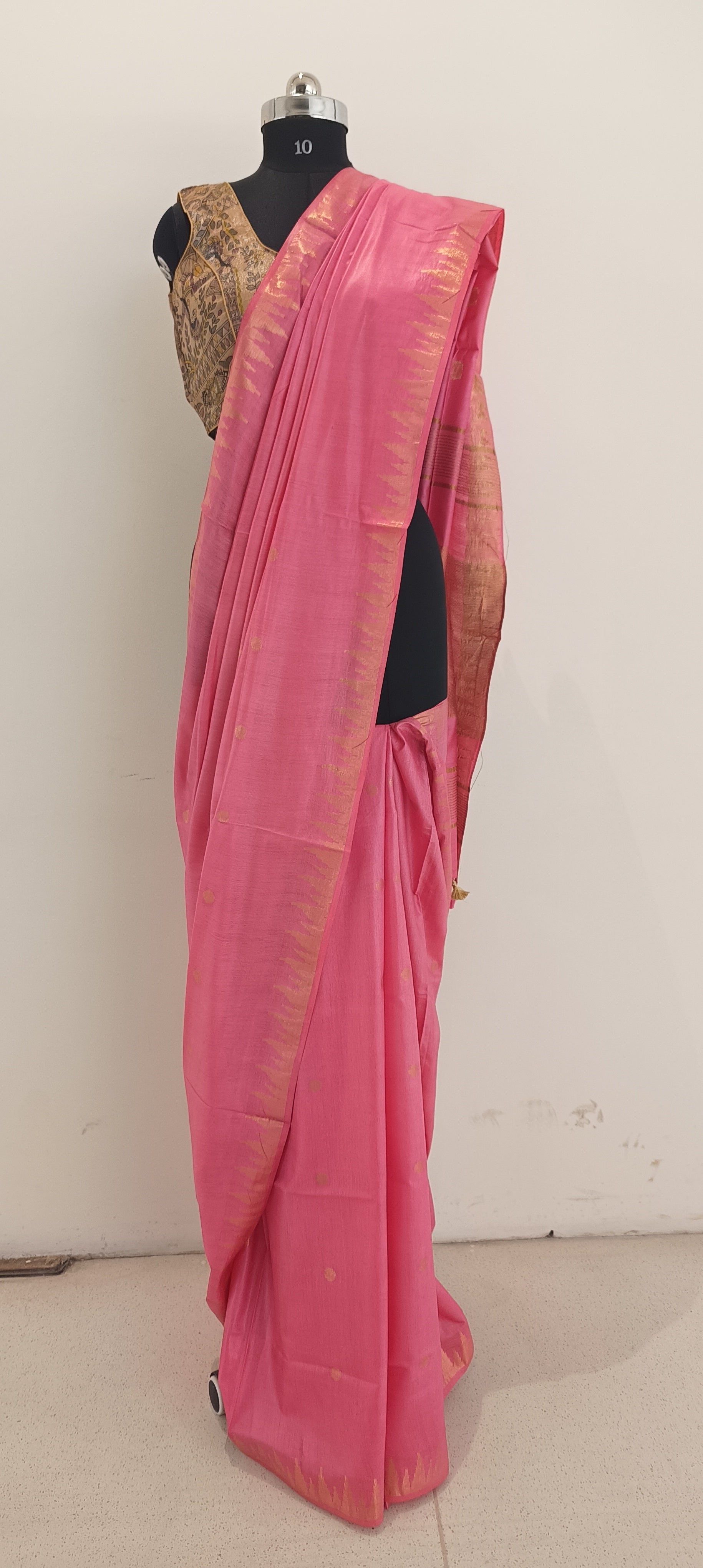 Soft silk tample border buta saree