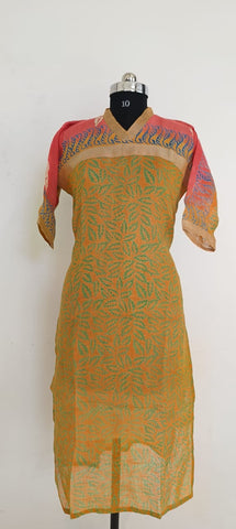 Pure linen kurti long disign