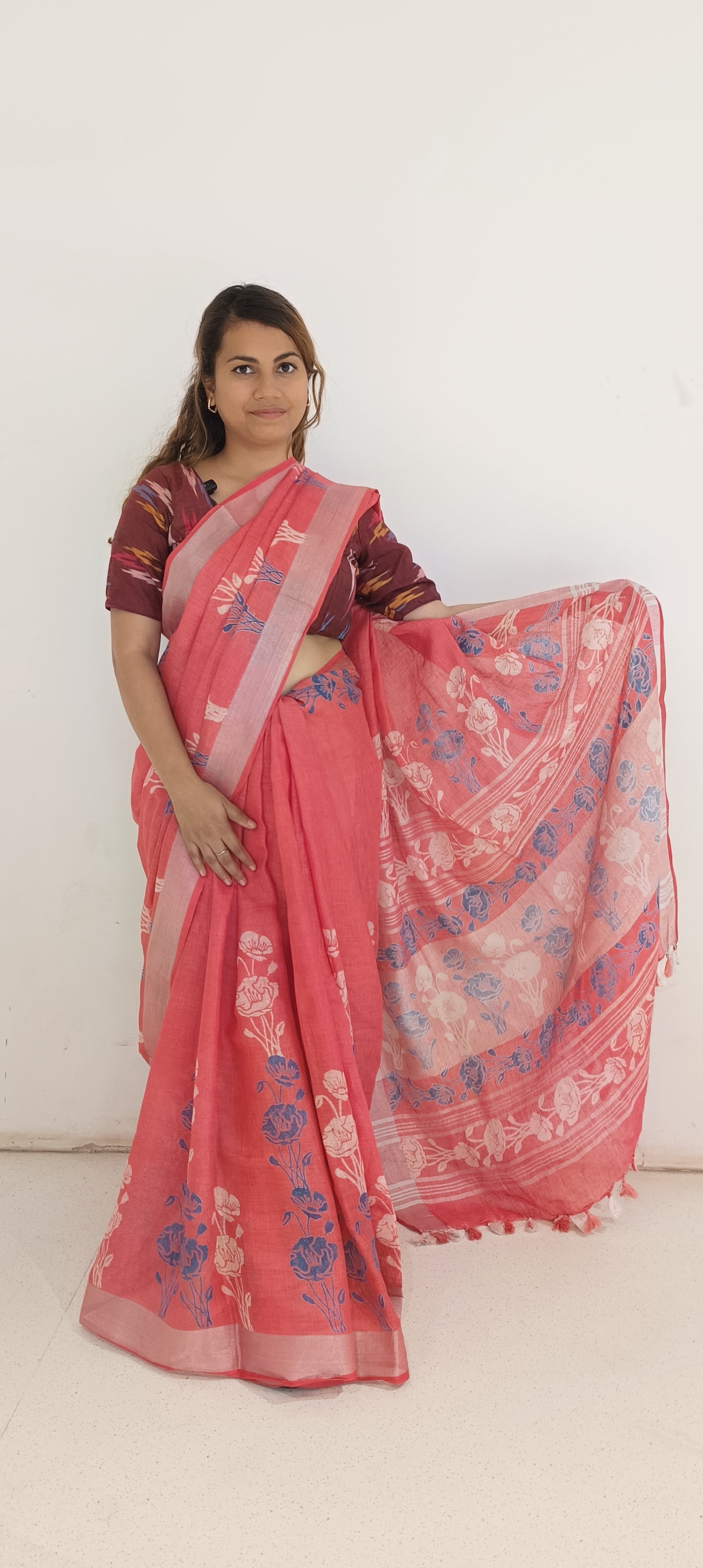 Pure linen saree