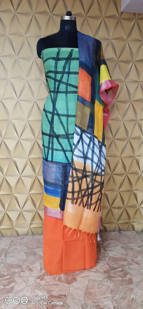 Linen print suit silkzon.in