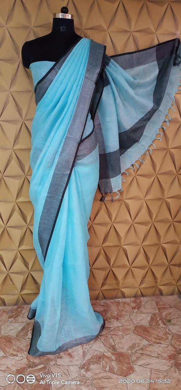 Linen saree silkzon.in