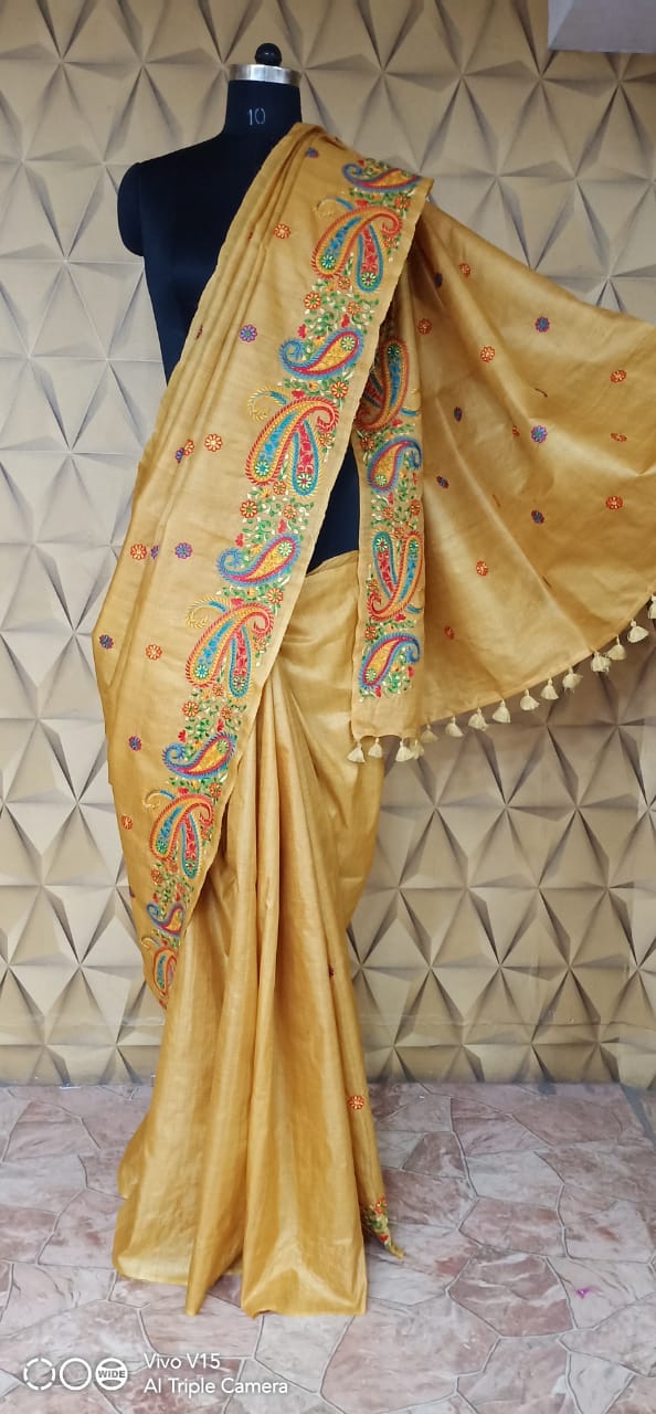 Tussar madhubani silk saree silkzon.in