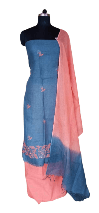 Linen embroidery suit silkzon.in
