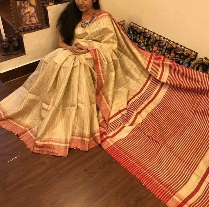 Tussar ghicha silk saree silkzon.in