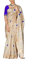 Tussar ghicha embroidery saree silkzon.in