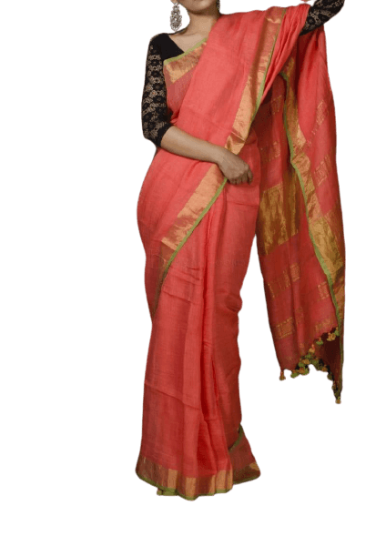 Linen saree silkzon.in