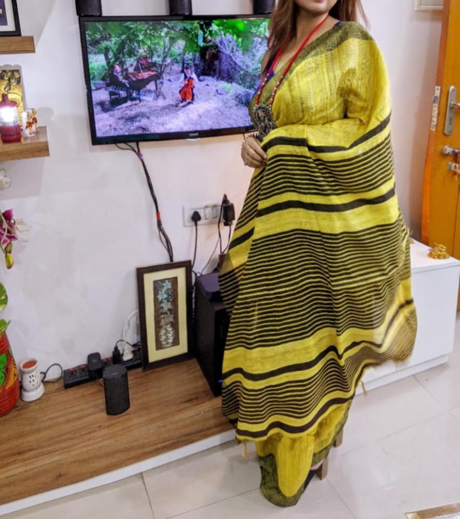 Tussar ghicha silk saree silkzon.in