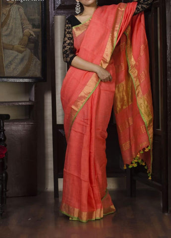 Linen saree silkzon.in