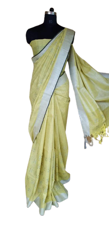 Khadi Linen buta saree SILKMA