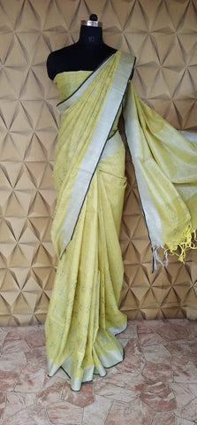 Khadi Linen buta saree SILKMA