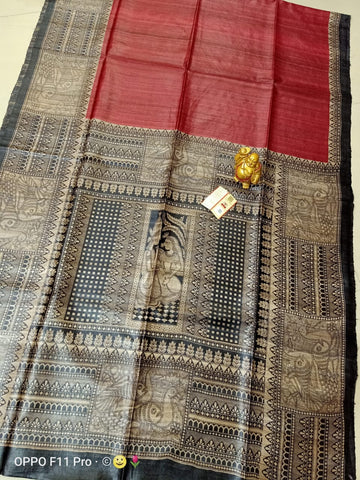 Tussar Madhubani Silk Saree silkzon.in