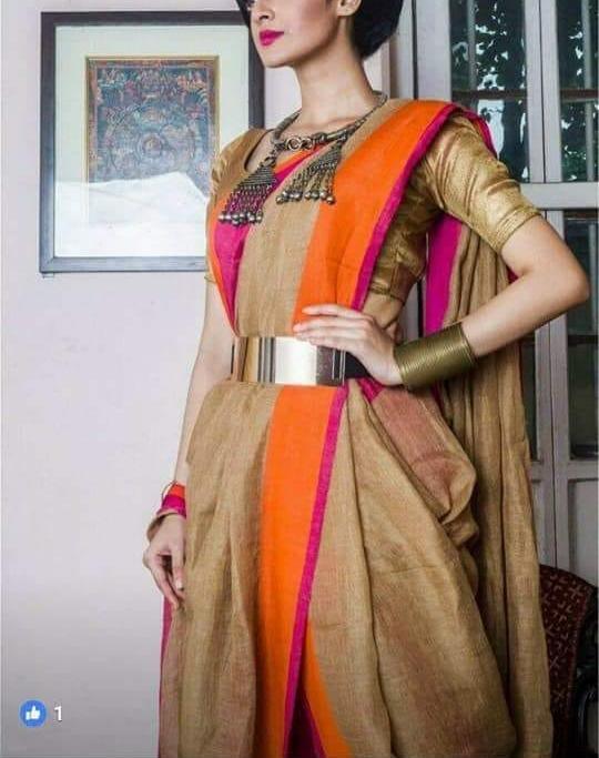 Linen saree silkzon.in