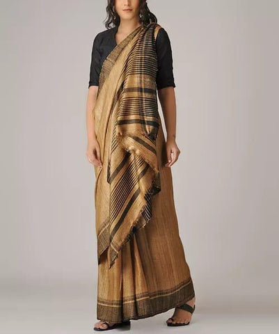 Tussar ghicha silk saree silkzon.in